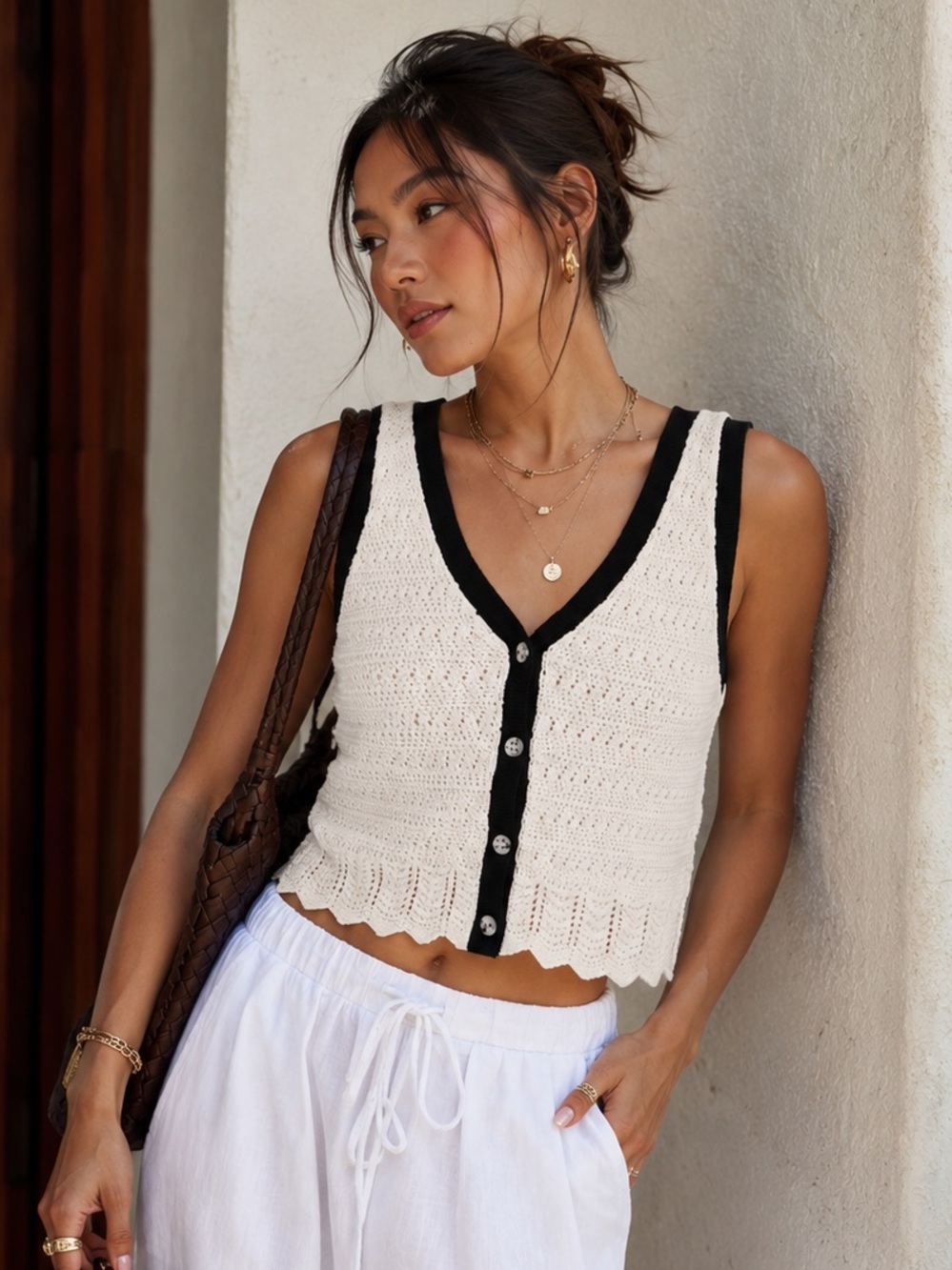 Abercrombie Crochet Button Front Tank Top NWT XS